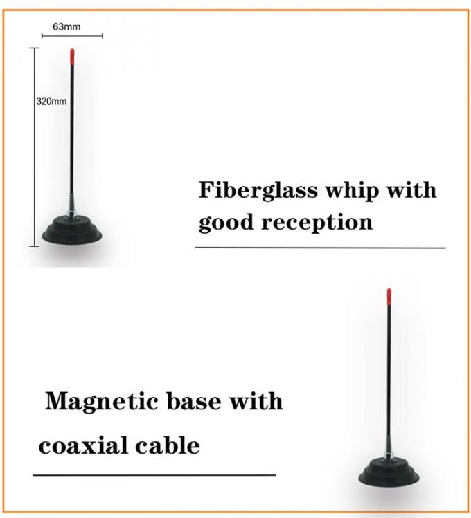 L'antenne durable de CB de fouet de fibre de verre avec le magnétique de régleur de SWR montent l'antenne par radio mobile de la voiture 27mhz