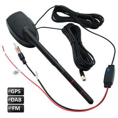 Antenne de véhicule GPS à gain élevé de 20 dB FM AM DAB Amplificateur radio Antenne combinée automobile Adaptée à la plupart des véhicules