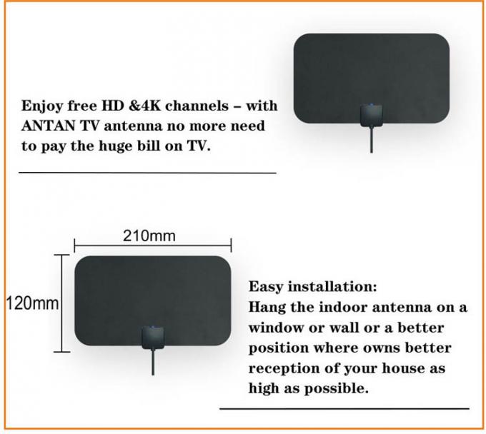 Amplificateur d'antenne d'intérieur de Digital TV HD TV de câble de VHF de l'Inde de fenêtre libre plate des prix