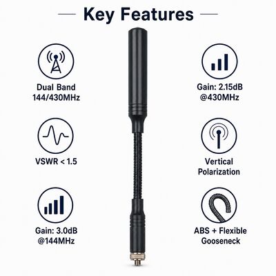 Antenne tactique boomerang, double bande 144/430MHz, antenne portable pour radio amateur avec interface SMA optionnelle