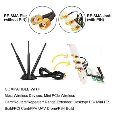 Antenne WiFi bi-bande 2,4 G 5,8 G Omni à gain élevé, antenne Omni 8 dBi pour routeur WiFi et carte réseau sans fil